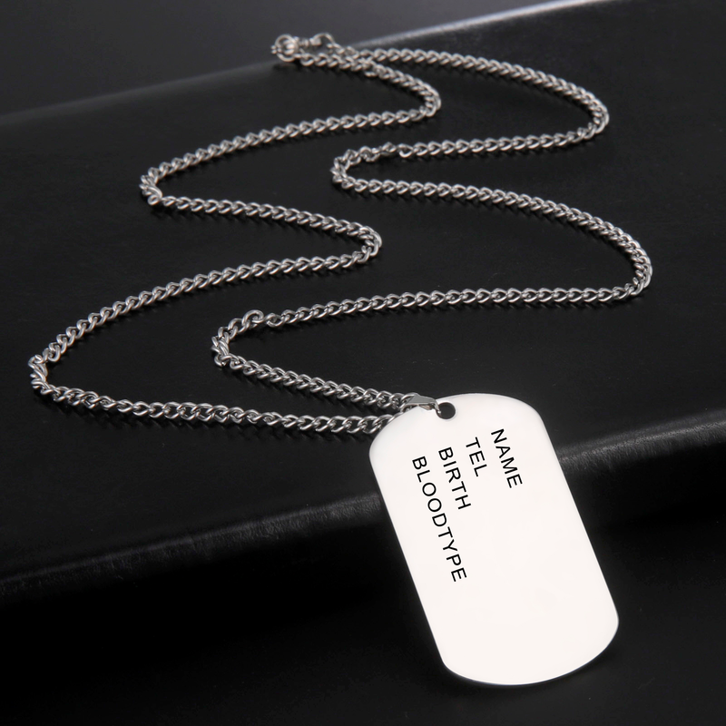 Hot Sales Military Army Tactical Personalized Bar US Dog Tag Necklace Soldier Name Chain Custom War Gift For Man Stainless Steel_voghion.com