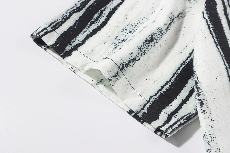 Tie-Dye Herren Kurz Sommer Dünn High-End Cool Fünfviertel Ärmel Shirt Lose Jacke Trendy_voghion.com