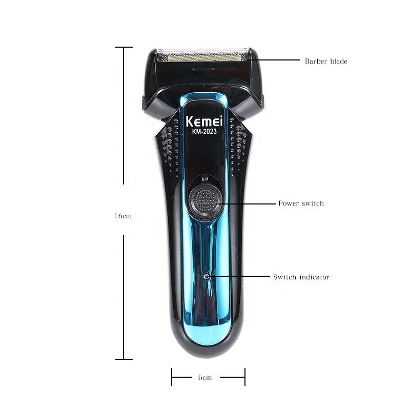 Kemei KM-2023 Men Electic Razo 2 rezila Codless Bead Shave Male Rechargeable Bead Timme Pitne Sidebuns_voghion.com