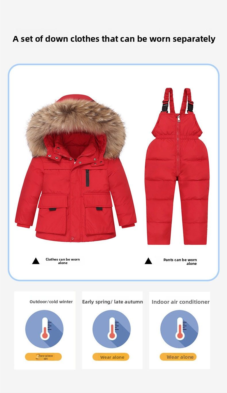 Piumino per bambini 2025, neonato, 1-5 anni, ragazzi e ragazze, nuovo set invernale in due pezzi, top + tuta_voghion.com