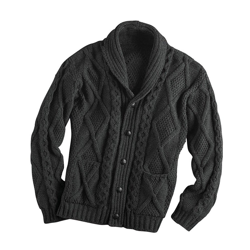 Slim-Fit-Cardigan für Herren – Langärmliger Mantel aus Acrylstrick mit offener Vorderseite, gerippter Saum, unverzichtbar für den urbanen Winter_voghion.com