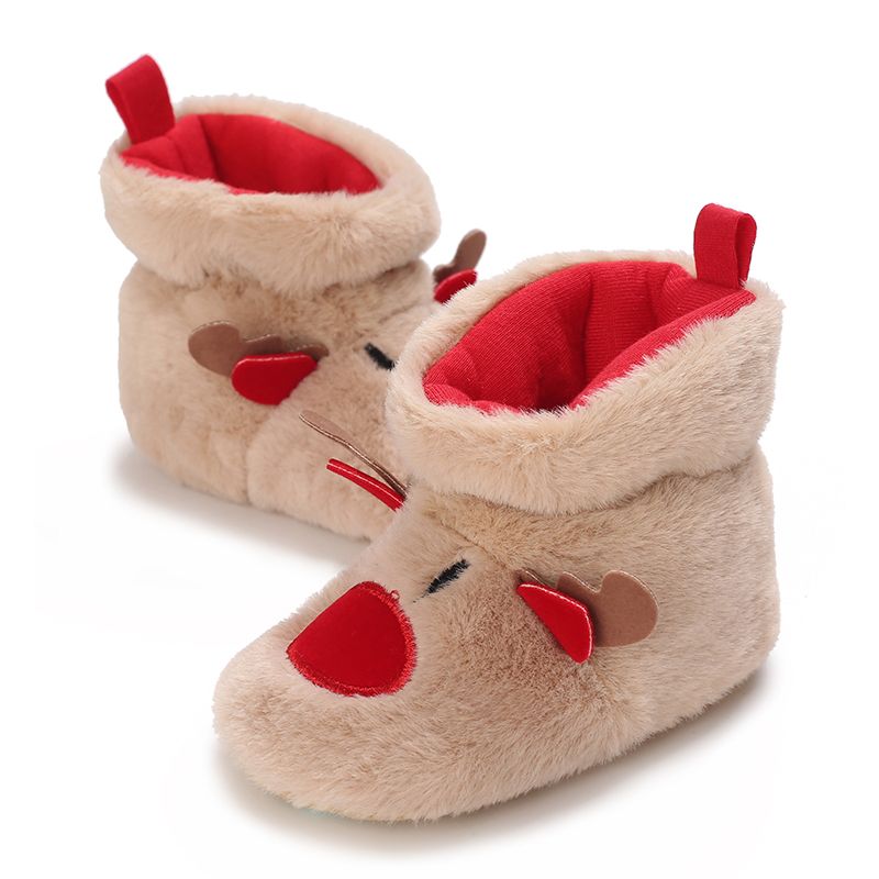 Weihnachtsschuhe für Neugeborene, Jungen und Mädchen, Kleinkinder, Lauflernschuhe, weiche Sohle, flache Säuglingsschuhe, warme Schneestiefel, 0–18 Monate_voghion.com