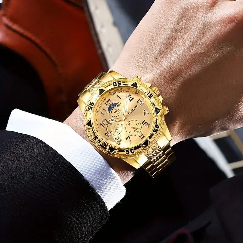 Guld Business Quartz Urværk Herreur Lysende Moderigtigt High End Vandtæt Ur Stort_voghion.com