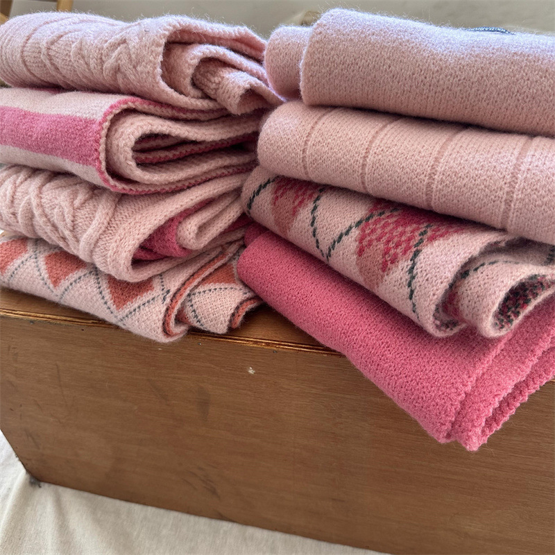 Sciarpe per bambini Ragazza rosa Sciarpa calda estesa dal vento dolce principessa sciarpa invernale invernale invernale_voghion.com
