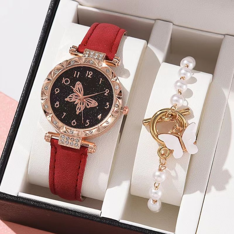 Orologio da donna al quarzo con motivo a farfalla e quadrante digitale, set da due pezzi con bracciale e cintura, orologio da donna_voghion.com