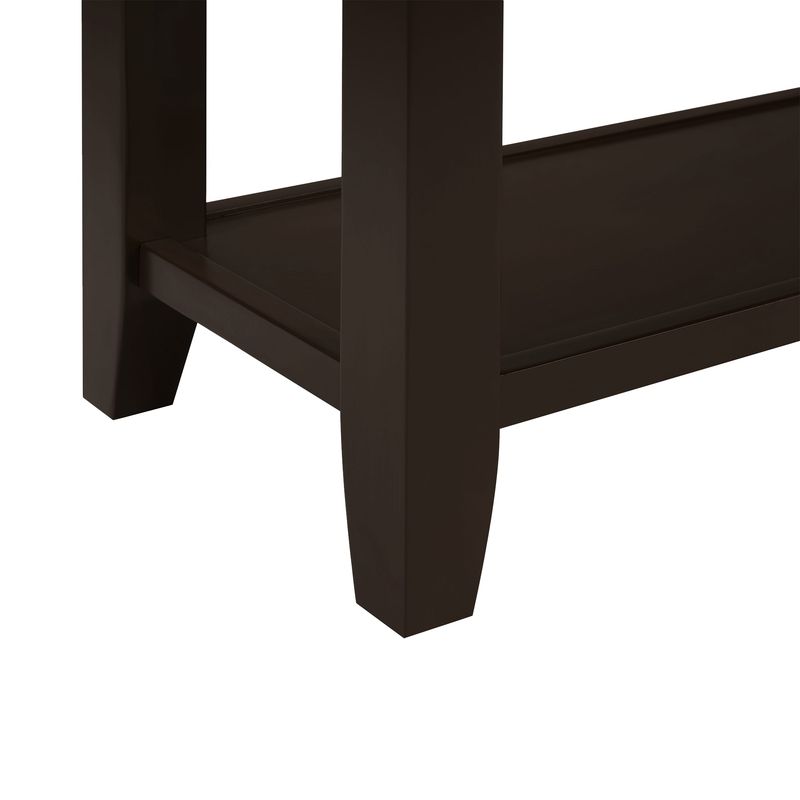 Retro Design Console Table With Two Open Shelves, Pine Solid Wood Frame And Legs For Living Room_voghion.com