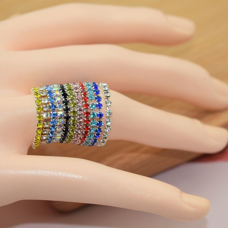 Koreanische Version Einreihiger Strass-eingelegter Diamant-Mischstapel-elastischer Ring_voghion.com