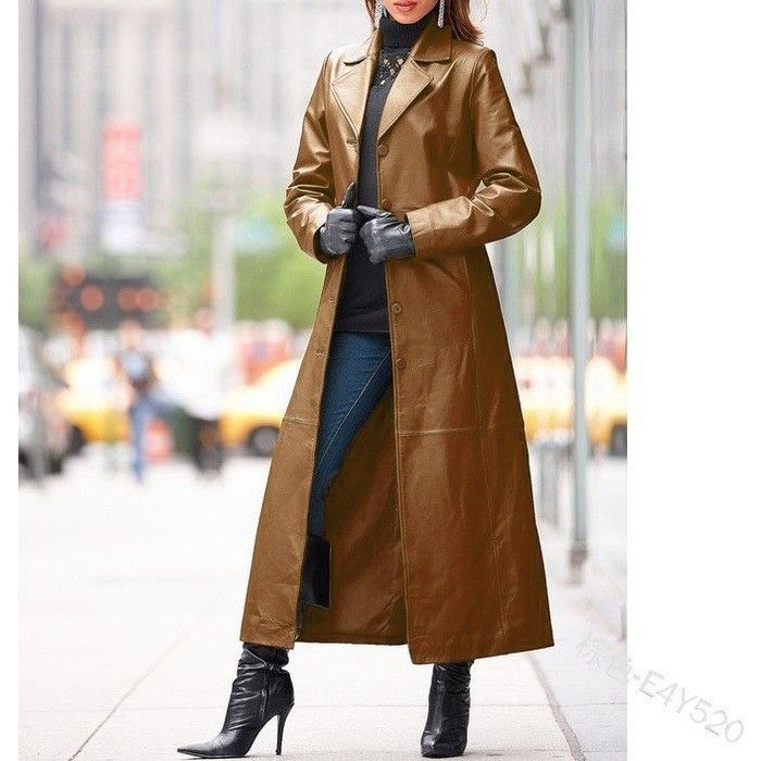 Giacca in pelle con bottoni slim-fit da donna – Giacca a vento lunga (nero/marrone/bluastro/bordeaux, taglie dalla S alla 4XL)_voghion.com