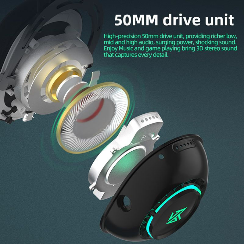 Gaming Fidelity Bluetooth 2.4G KZ-GP20 hoofdtelefoon Hoge draadloze omnidirectionele stereo sportheadset met RGB-ademhaling_voghion.com