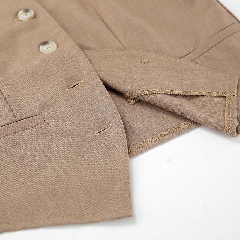 Women's Sleeveless Blazers Pocket Streetwear Solid Color_voghion.com