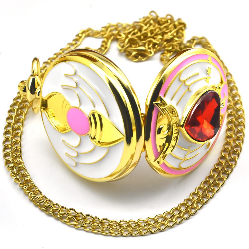 Orologio da tasca Card Captor Sakura in legno con ragazza in resina, grande_voghion.com