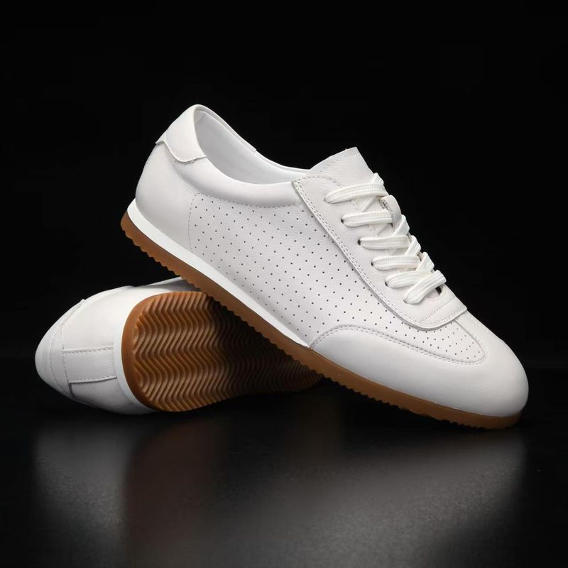 2025 Sommer Weiß Echtes Leder Atmungsaktive Sneakers High-End Luxus Casual Neue Vielseitige Herrenschuhe_voghion.com