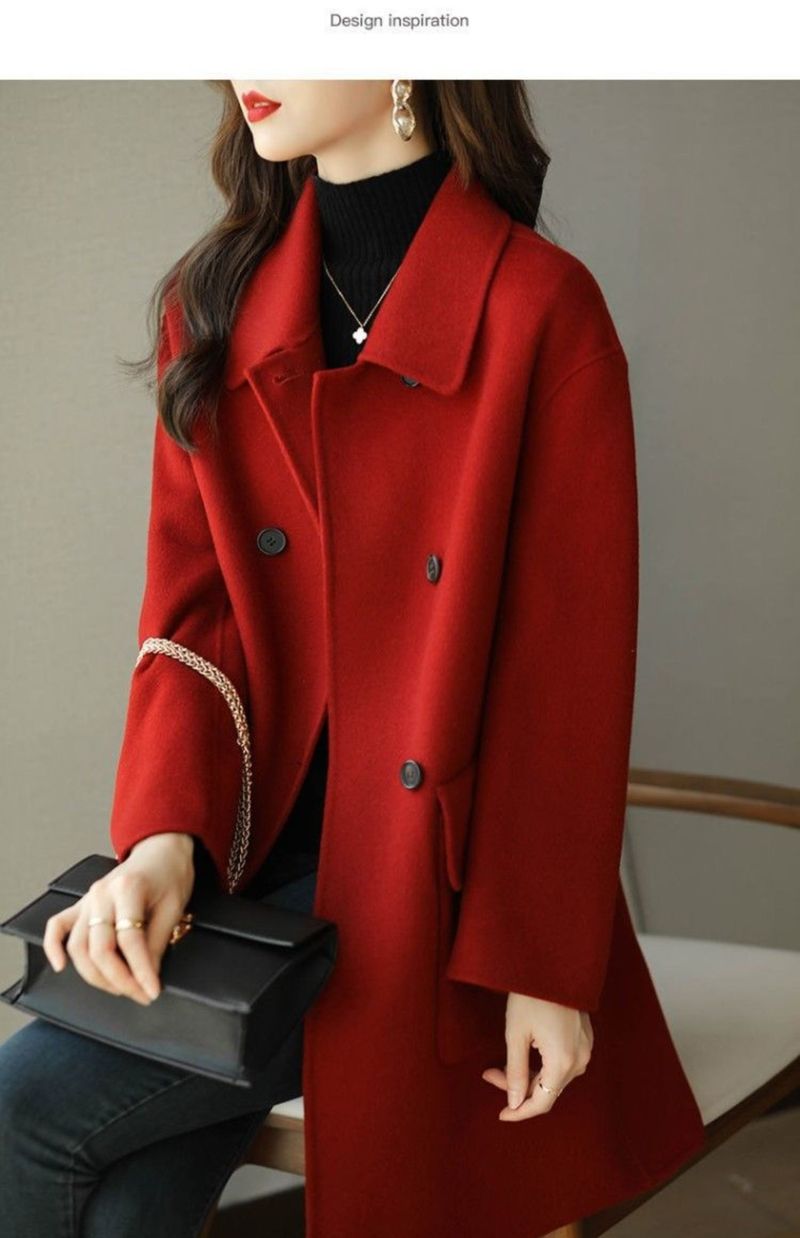 Woolen Jacket Women's 2025 Autumn And Winter New Small Loose Thickened Medium And Long Temperament Fashionable Warm Big Clothes_voghion.com