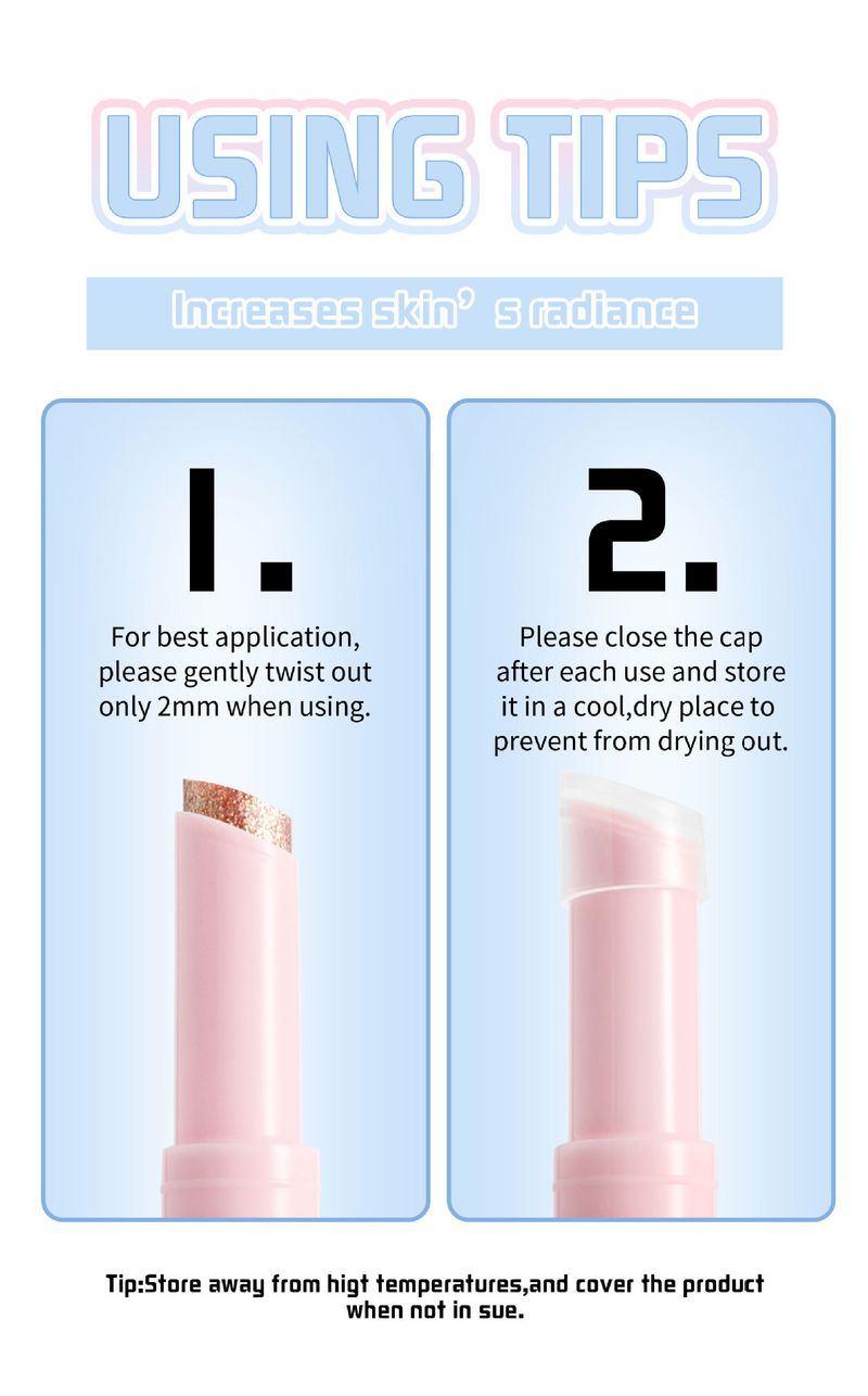 HANDAIYAN Jelly Highlighter Stick - Ultra-Fine Shimmer, Multi-Color, Dual-Use For Eyes & Highlight, Hydrating Glow_voghion.com
