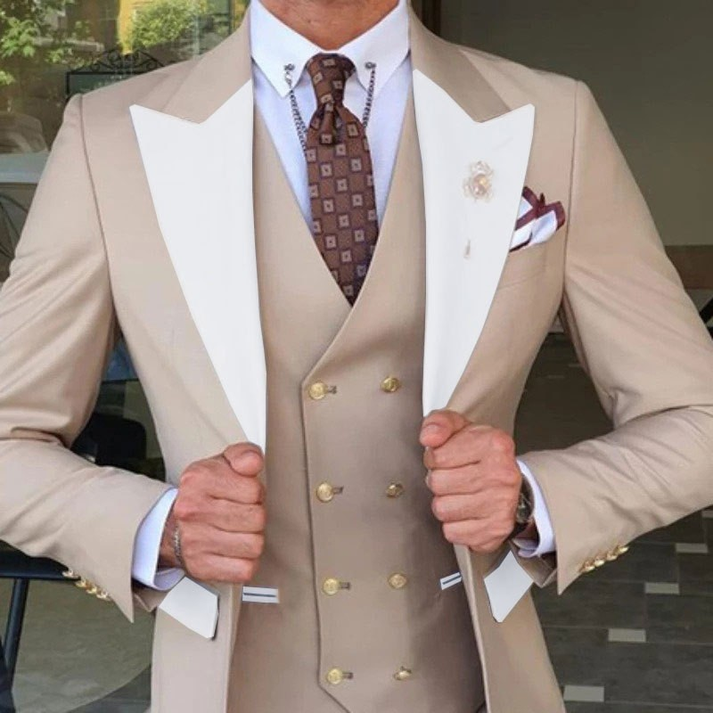Ensemble trois pièces pour hommes, costume décontracté pour homme d'affaires coréen, coupe cintrée, nouvelle collection 2024_voghion.com