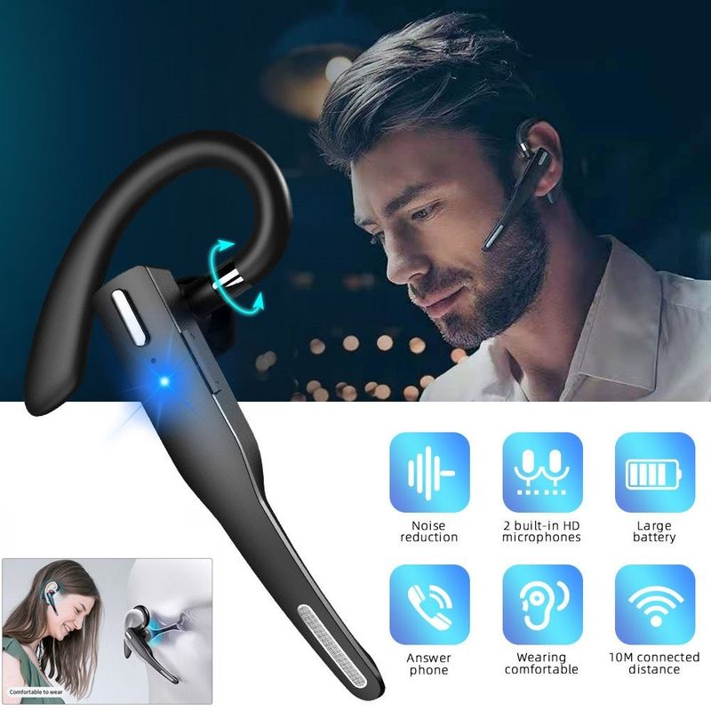 Bluetooth-Ohrhörer-Kopfhörer Wireless Headset Auto Trucker für iPhone Samsung_voghion.com