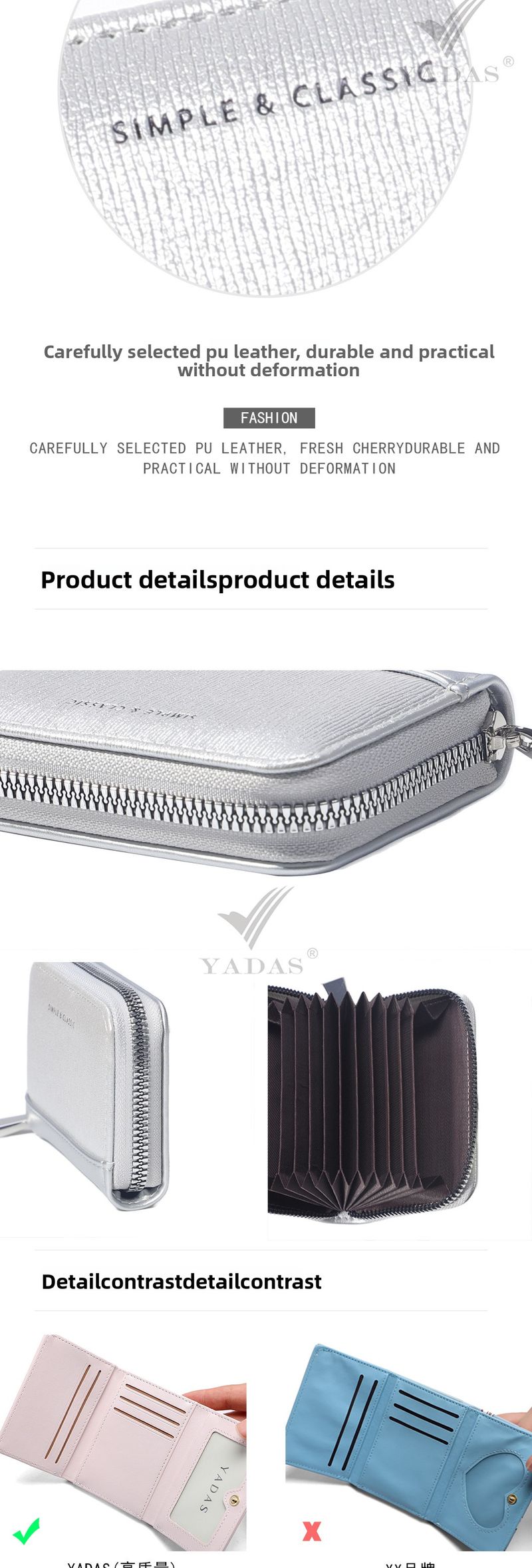 Mini Zipper Wallet Pearl Shiny Solid Color Multi-Card Wallet Women's Organ Card Bag_voghion.com