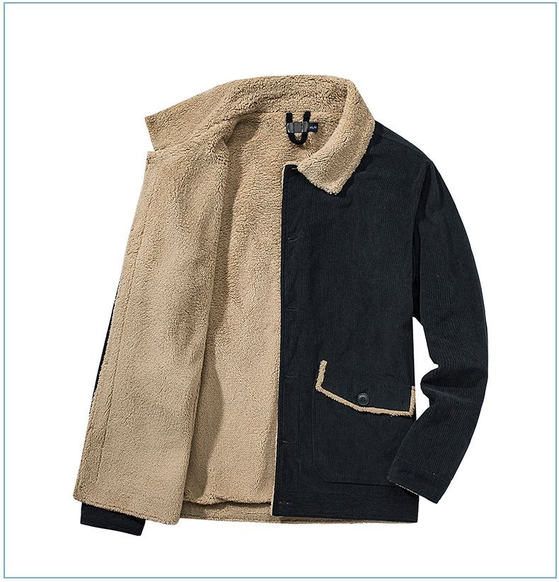 Men's Plus-Size Corduroy Winter Jacket – Lambswool-Lined Thick Coat For Cold Weather_voghion.com
