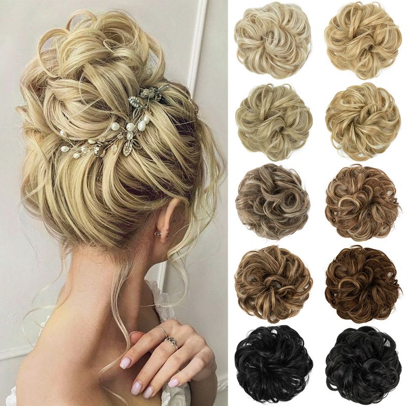 wig female flower bud ball head chemical fiber invisible fluffy natural long beard wig hair ring_voghion.com
