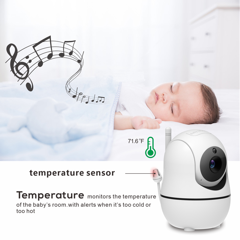 New 5 inch Video Baby Monitor with Camera and Audio, 4X Zoom, 22Hrs Battery, 1000ft Range 2-Way Audio Temperature Sensor Lullaby_voghion.com