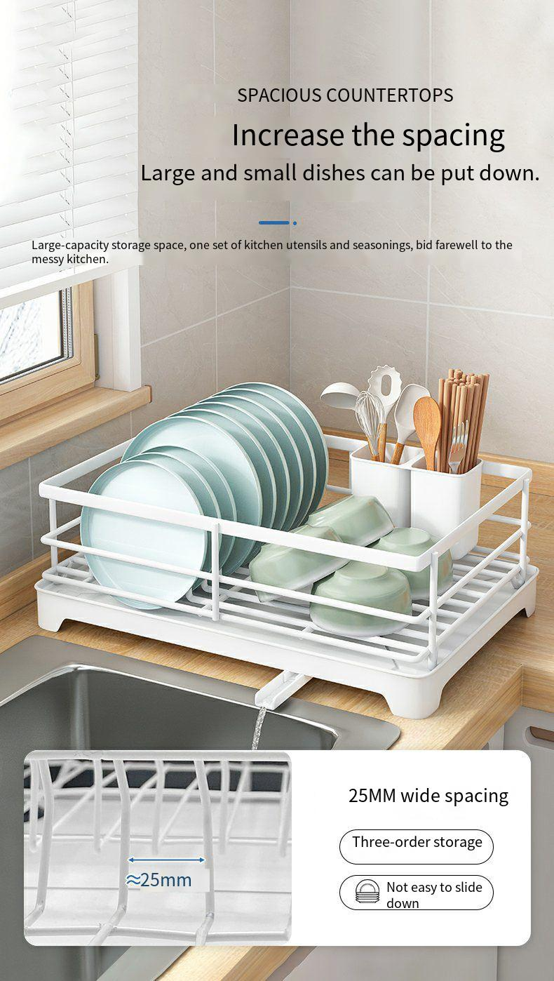 Portapiatti da cucina, da banco, per uso domestico, con scarico, senza necessità di installazione, multiuso, per scolapiatti_voghion.com