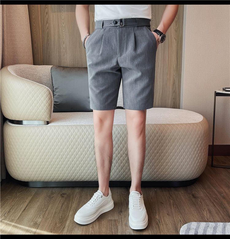 Wholesale men's summer shorts Korean version slim-fitting pinstriped casual five-point pants fashionable youth non-ironing men's pants_voghion.com