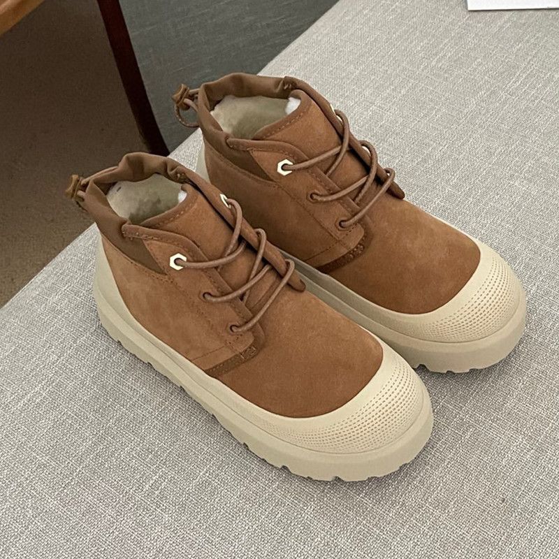 Sangpo Village Schneestiefel aus Schaffell, integriert, warm, für den Außenbereich, hohe Woll-Slipper für Damen, faule Schuhe_voghion.com