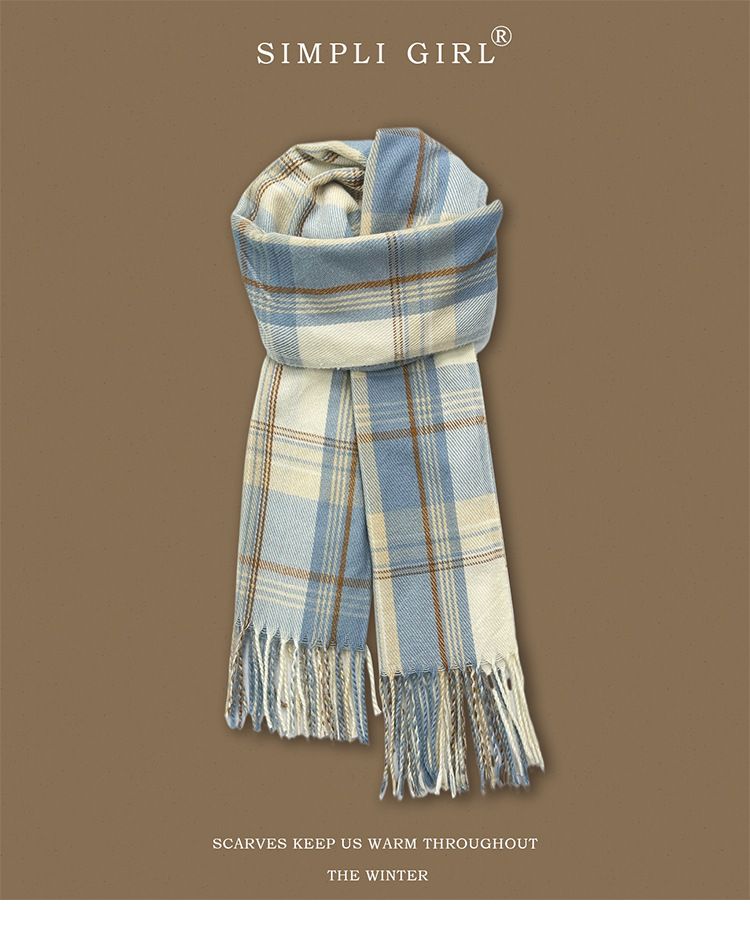 Korean Style Plaid For Women Winter 2025 New High-end Versatile Warm Neck Scarf Student Couple Shawl Dual-use_voghion.com