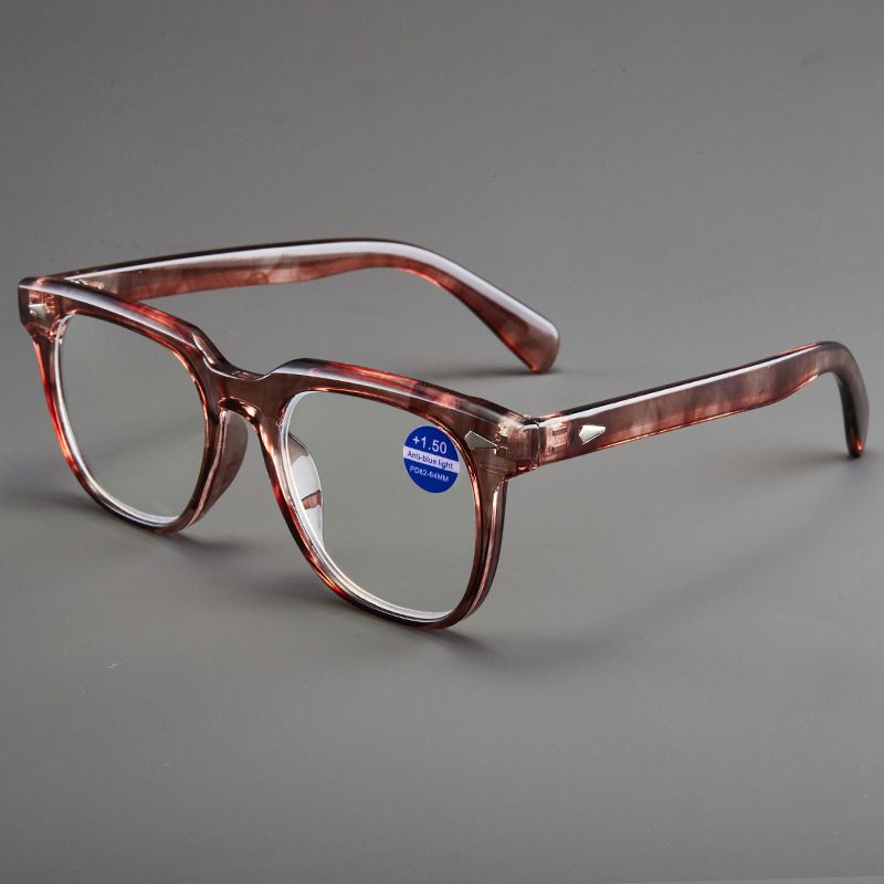XY8291 Nuovi occhiali da lettura anti-luce blu per uomo e donna, alla moda coreana, con montatura quadrata grande e ultraleggera HD_voghion.com