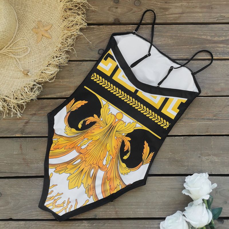 Women's Clothing Triangle One Piece Swimsuit New Tube Top Retro Printed Skirt Two Piece Suit_voghion.com
