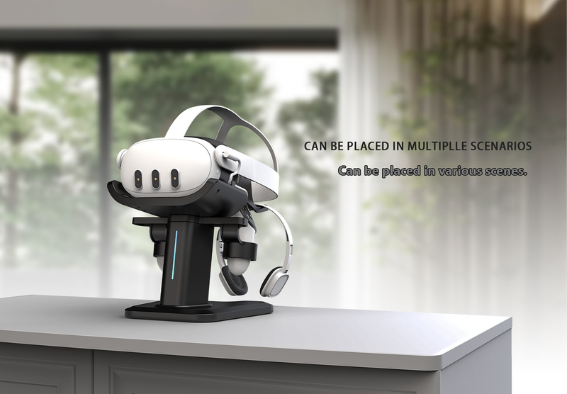 Multi-Device VR Accessory Kit - Meta Quest 3/3S Charging Stand & Vision Pro Storage Dock With RGB Light Controller For Immersive VR Setup_voghion.com