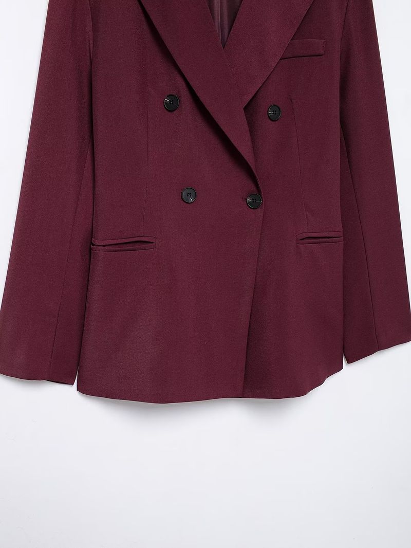 Women's Clothing Autumn Ankola Red Double Breasted Jacket Pants Suit_voghion.com