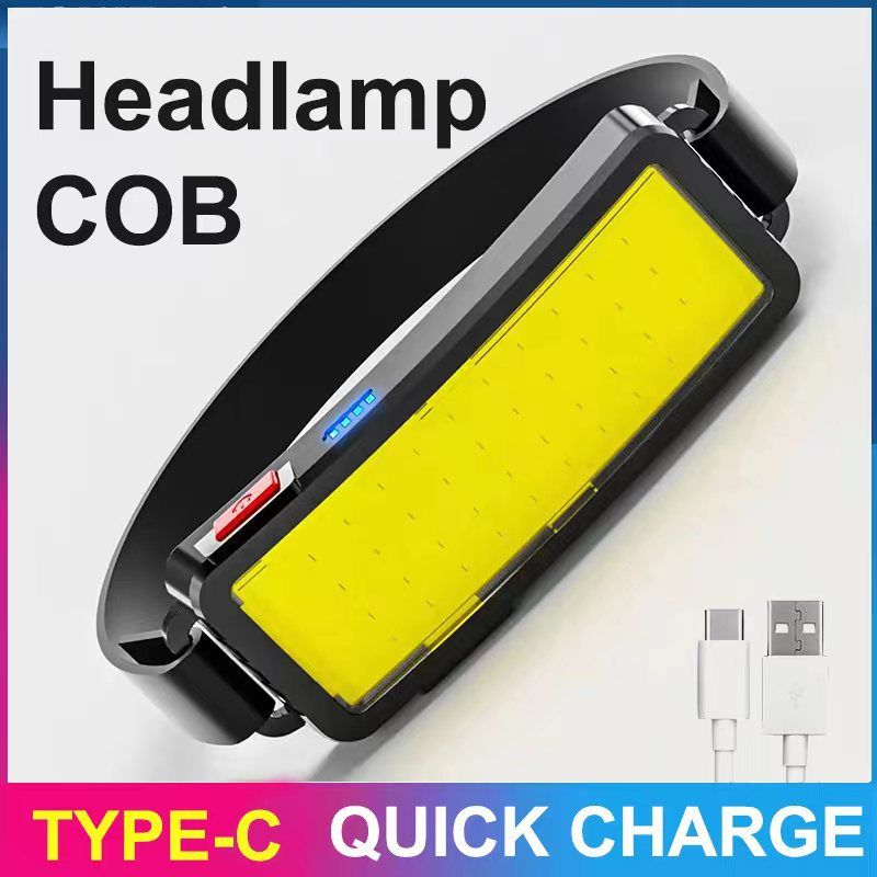 Lampada frontale transfrontaliera ad alta luminosità, faro COB ricaricabile, luce da lavoro per riparazioni montata sulla testa, illuminazione a LED per esterni W_voghion.com