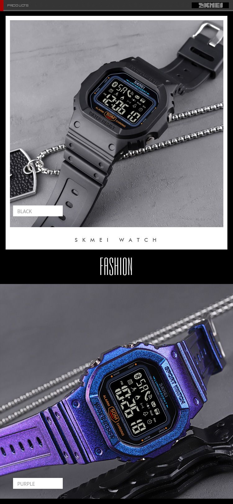 SKMEI 1629 Sport Digital Watch For Men Military Pedometer Calorie Tracker Mens Bluetooth Phone Wristwatch Clock Smartwatch Reloj_voghion.com