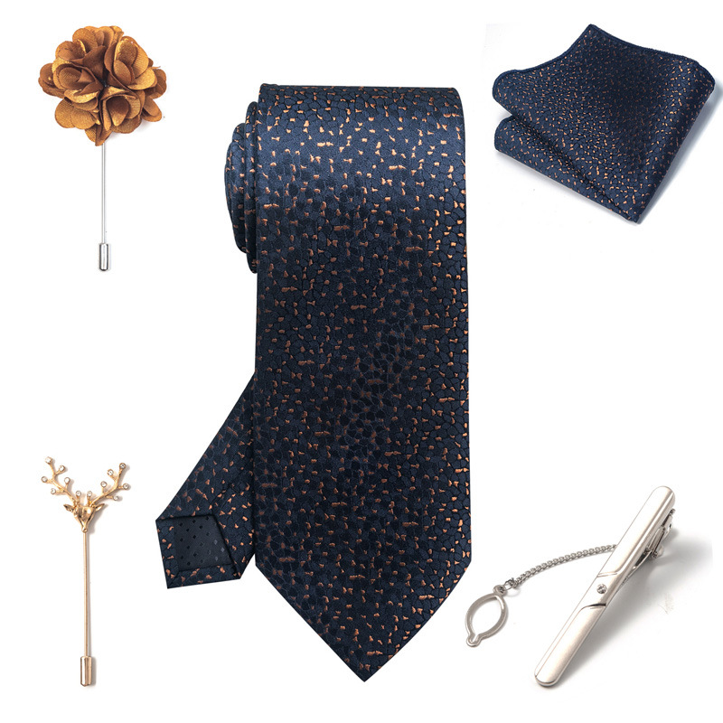 Set da uomo alla moda in tinta unita a righe con anacardi, confezione regalo da 6 pezzi, set con corsetto con fermacravatta e sciarpa quadrata_voghion.com