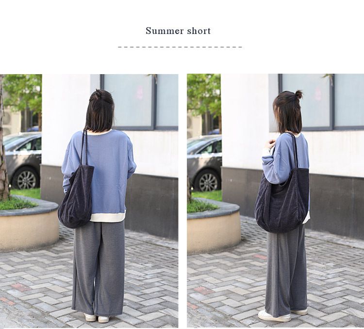 Freizeit-Einkaufstasche mit großem Fassungsvermögen in koreanischer Version, modische Handtasche aus Cord-Canvas, einfache und künstlerische Retro-Umhängetasche für Damen_voghion.com