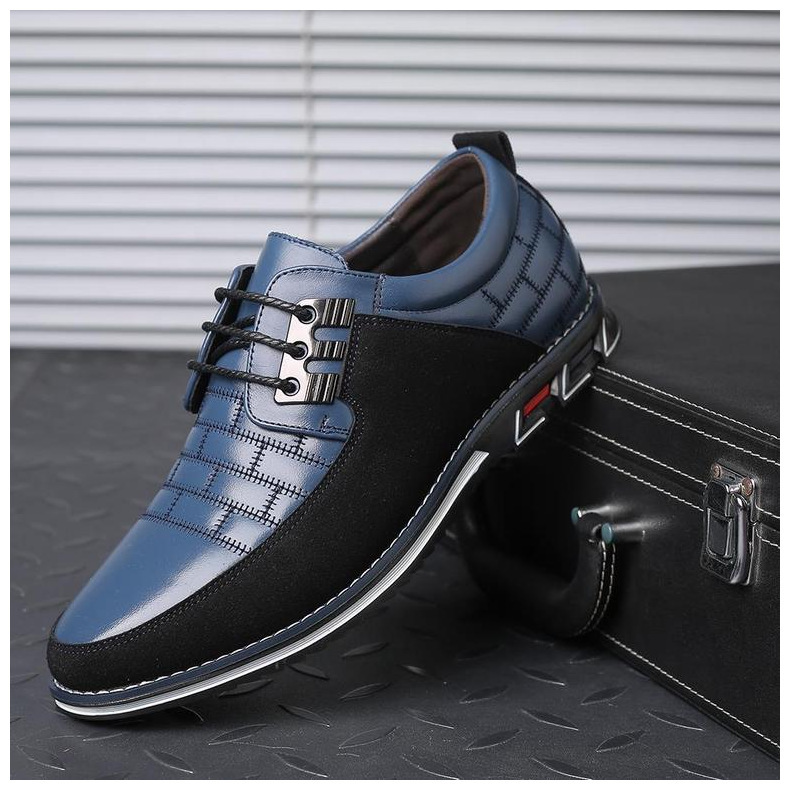 Herrenschuhe mit rundem Kopf, lässig, einfarbig, mit Schnürung vorne, Arbeitskleidung, übergroße Herrenschuhe, Schuhe für Männer_voghion.com