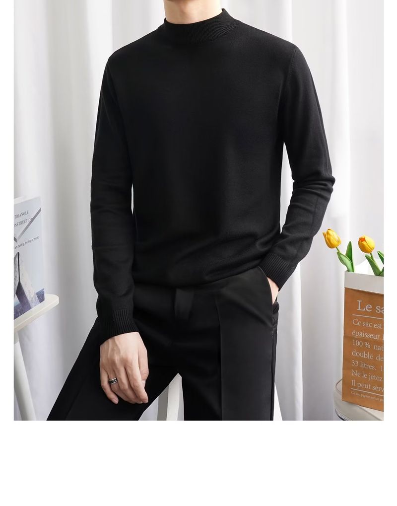 Herrenbekleidung Halbrollkragenpullover Herren Herbst Winter Halbrollkragenpullover Slim Fit Strickpullover Lässiges warmes Langarmoberteil_voghion.com