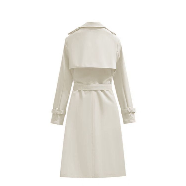 Trench elegante da donna a maniche lunghe, soprabito casual a doppio petto, vestibilità slim, con tasche, in 12 colori (S-3XL)_voghion.com