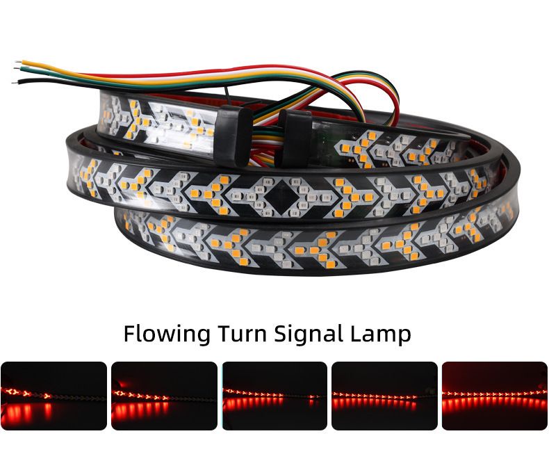 fanale posteriore per auto a spina di pesce, fanale posteriore per pick-up, LED, alta luminosità, bicolore, cintura, scansione, doppio flash, avviso di coda_voghion.com