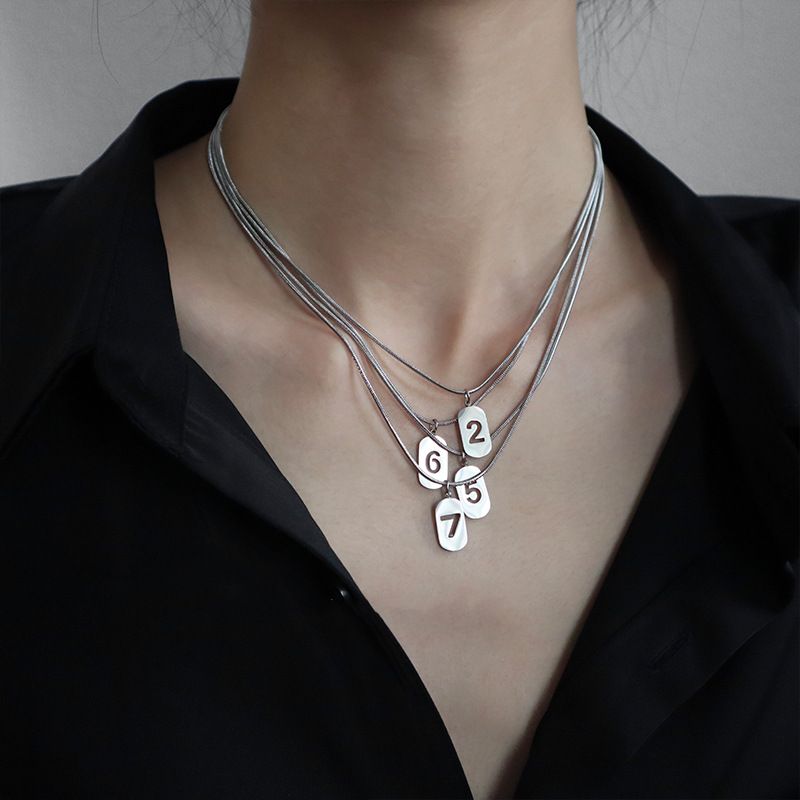 Hot sales Stainless steel angel necklace 0, 1, 2, 3, 4, 5, 6, 7, 8, 9, rectangular hollow number necklace, men's and women's luck,_voghion.com