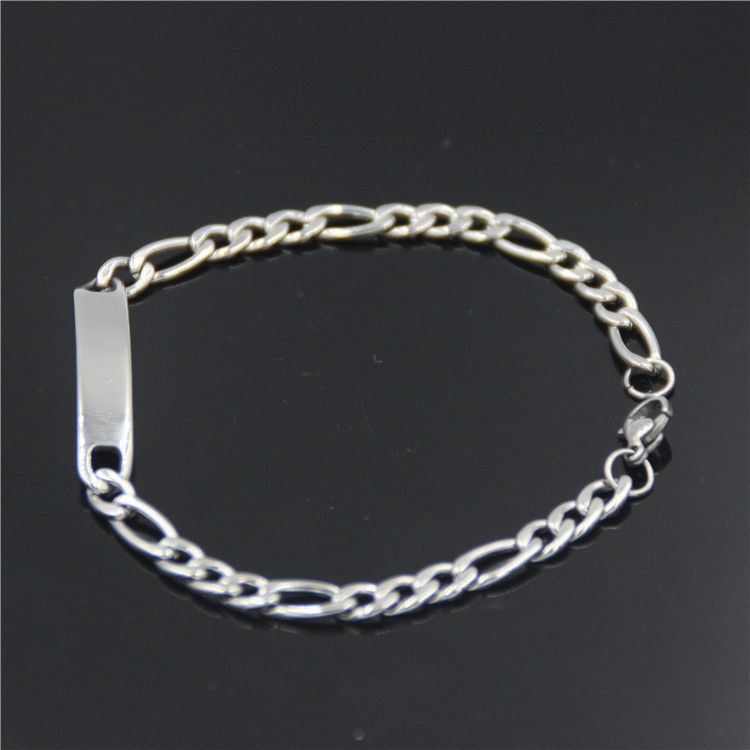 Braccialetto con etichetta piatta curva in acciaio inossidabile, catena NK, moda, semplice, unisex, accessori personalizzabili con incisione_voghion.com