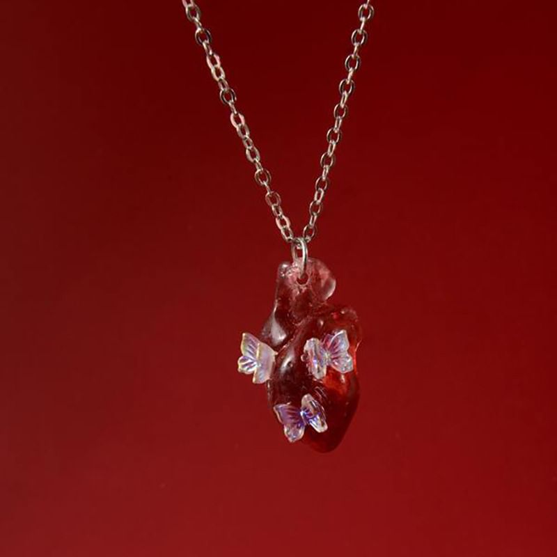 Nuevo collar de órgano de corazón de resina a la moda, colgante exagerado creativo femenino de Halloween_voghion.com