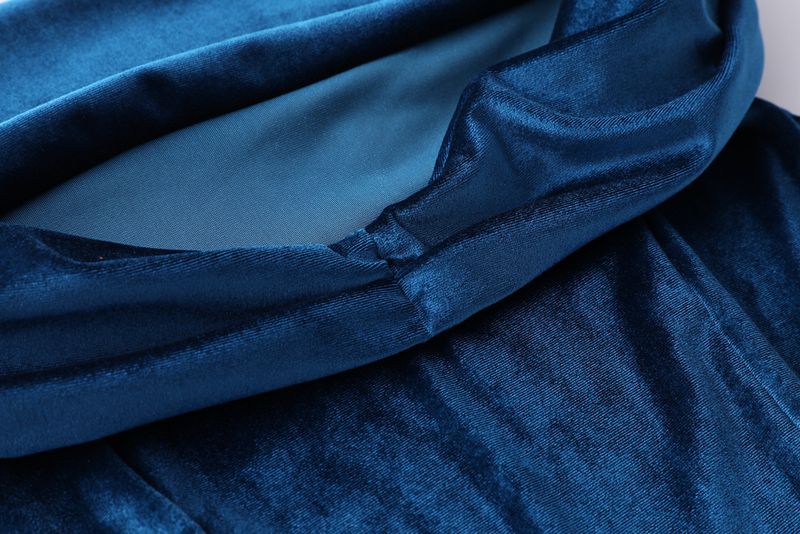 Abito da donna in velluto dorato con scollo a V e spalle scoperte, stile pendolare, 2024, nuovo temperamento_voghion.com