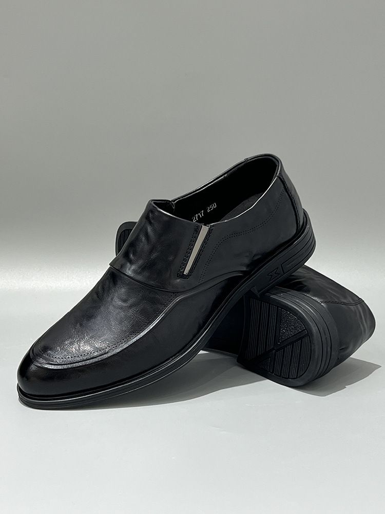 Hochwertige, vielseitige Slip-On-Schuhe aus echtem Leder mit spitzer Zehenpartie, Business Casual, formelle erste Schicht aus Rindsleder für Herren_voghion.com