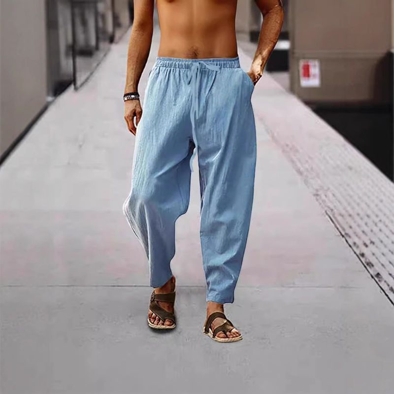 Premium Products 2025 Summer Men's Hip Hop Breathable Cotton Loose Relaxed Sports Pants_voghion.com