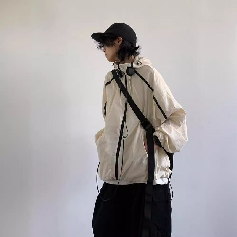 Jacke für Herren, Sommer, trendig, locker, leicht, atmungsaktiv, mit Kapuze, Sonnenschutz für Outdoor-Angeln_voghion.com