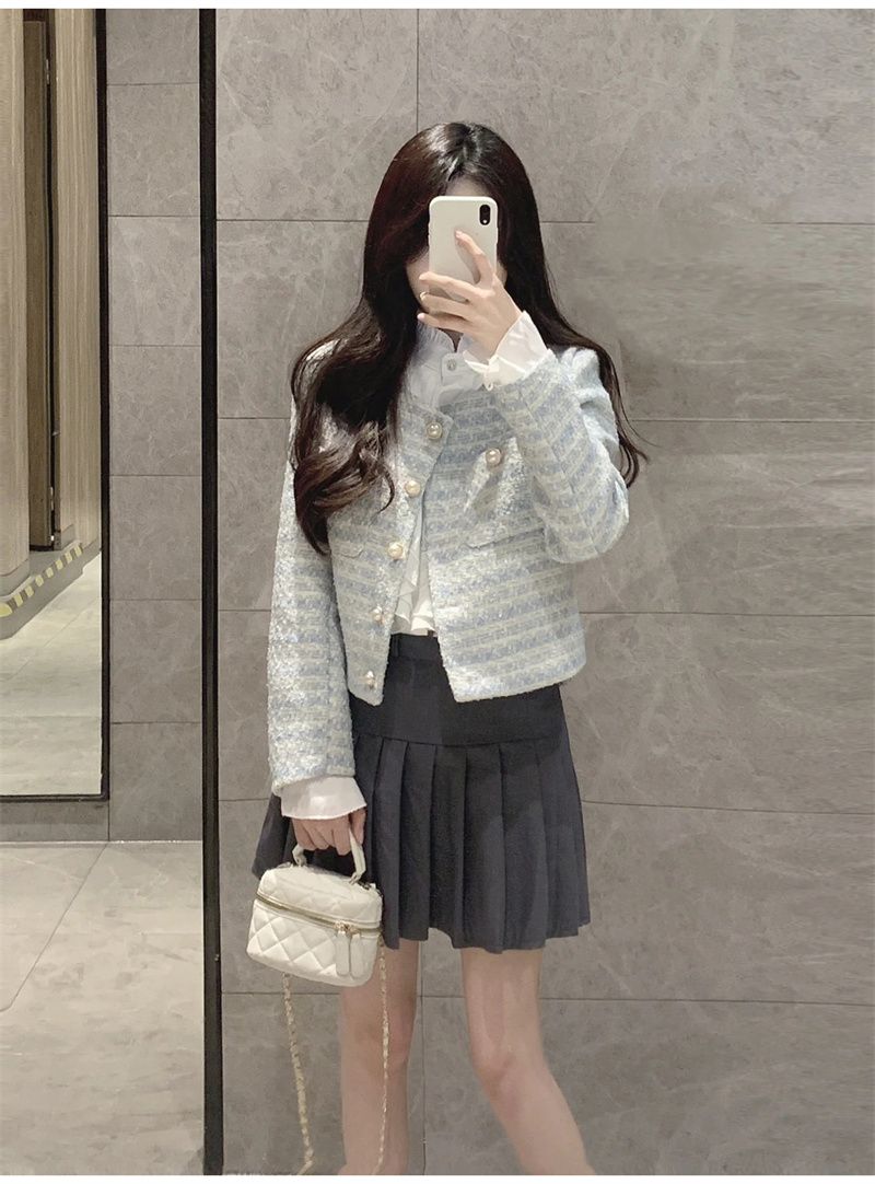 Pearl button small fragrant jacket for women 2024 autumn and winter new French design versatile loose short style_voghion.com