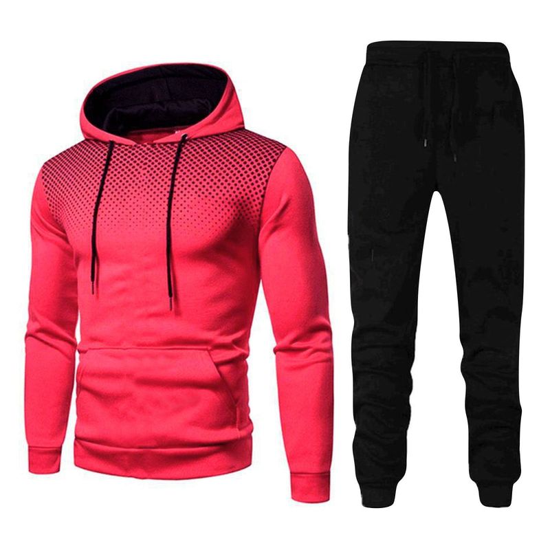 2024 Frühling und Herbst Freizeit Baumwolle gemischt Sportswear Dot Kapuzenpullover Herren Set_voghion.com