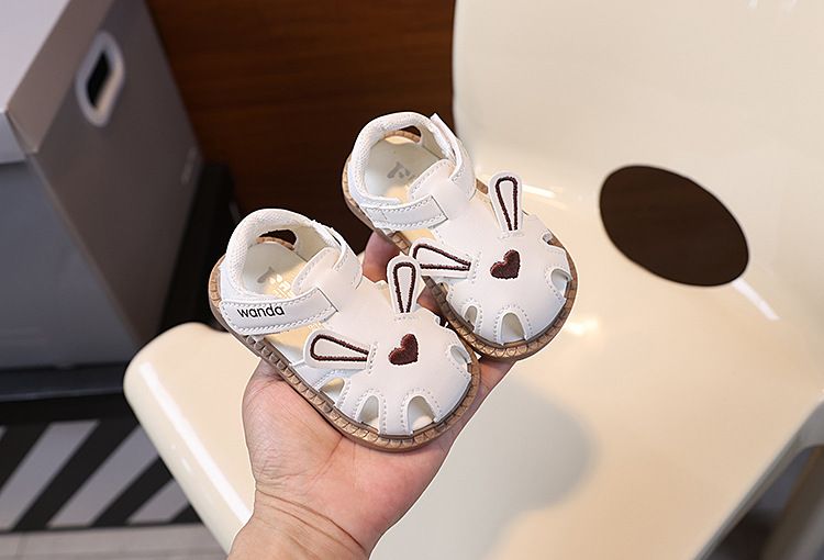 Zapatos Baotou de estilo princesa de verano para bebés y niños pequeños, con orejas de conejo, suela suave, para playa_voghion.com